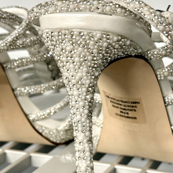 NIB Steve Madden Givinn Beaded Strappy‎ Stiletto Sandal Pearl Size 9 1/2 - Picture 8 of 10